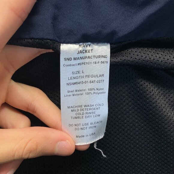 Vintage Navy SND Manufacturing Full Zip Reflective Windbreaker Jacket Men Large - Picture 3 of 9